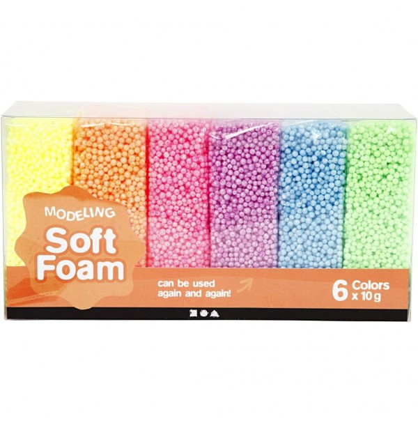 SOFT FOAM daugkartinis burbulinis modelinas 6-ių spalvų