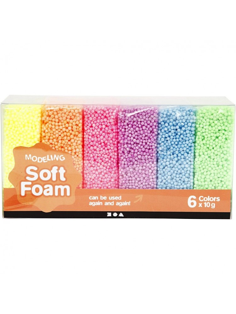 SOFT FOAM daugkartinis burbulinis modelinas 6-ių spalvų