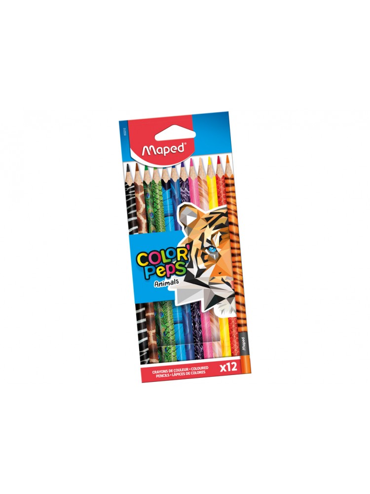 Spalvotas pieštukas ColorPeps Animals 12vnt.