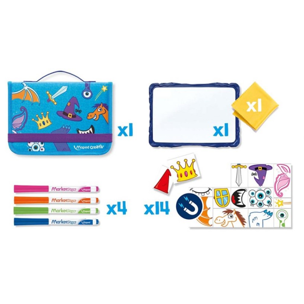 Piešimo rinkinys su magnetine lenta Maped Creativ Travel Board Knights and Princesses