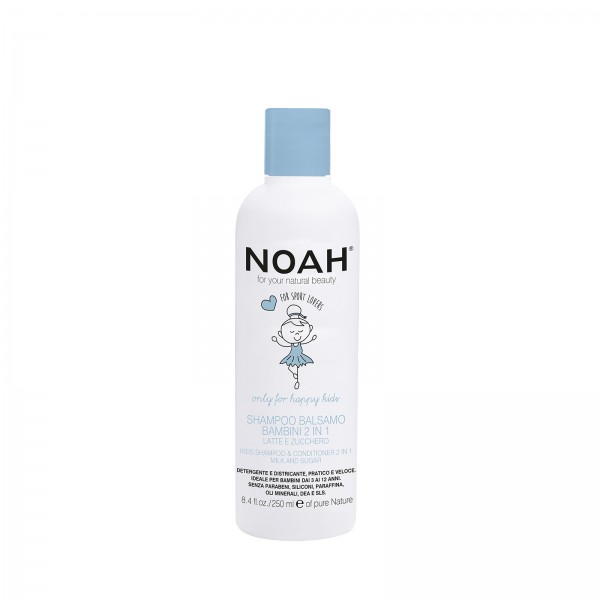 Šampūnas ir kondicionierius viename su pienu ir cukrumi vaikams, 250ml, NOAH
